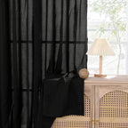 Extra Long Black Linen Curtains Linen 95 Inch Length - Image 7