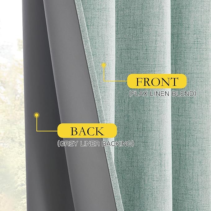 NICETOWN Full Blackout Linen Curtains - Image 7