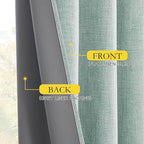 NICETOWN Seafoam Green Thick Linen Blend 100% Blackout Curtains - Image 7