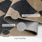 Lahome Checkered Easy Jute Round Rug 3ft, Outdoor Entryway Rug Washable | Black - Image 5