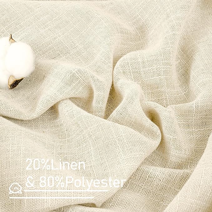 Beige Short Linen Curtains 54 Inch Length - Image 2