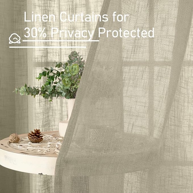 Semi Sheer Linen Curtains 45 Inches Long - Image 5
