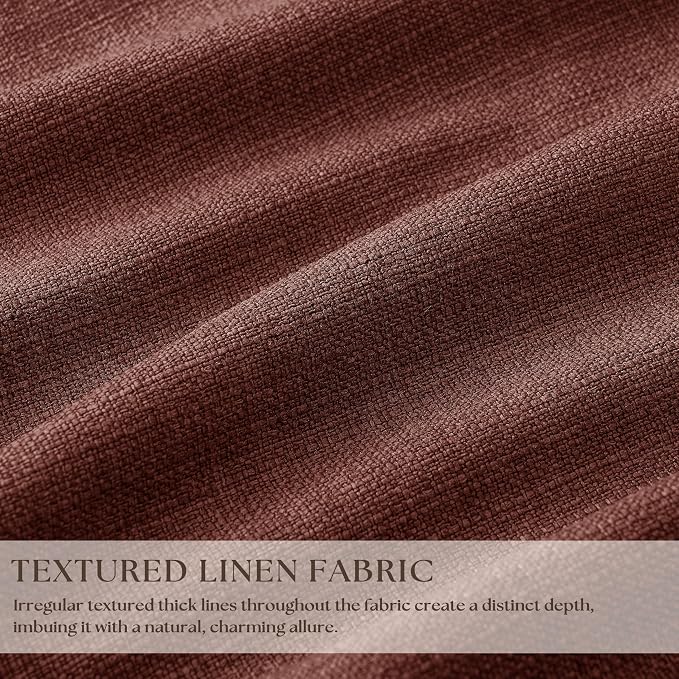 Chestnut Brown Pinch Pleated Blackout Linen 84 Inch Curtains - Image 3