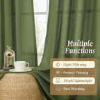 Olive Green Semi Sheer Linen Curtains 72 Inch Length - Image 9