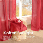 BGment Red Kitchen Curtains 36 Inch Length, Short Semi Sheer Drapes Lightweight - Image 5