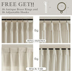 Linen Pleated Light Filtering Curtains Beige Tan 100 Inches Long | Light Tan - Image 5