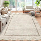 GarveeHome Scalloped Washable Rug 4x6 Boho Living Room Area Rug, Low Pile Soft - Image 2