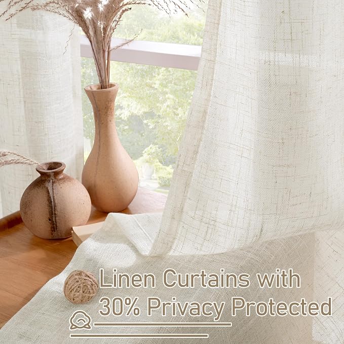 Short Linen Kitchen Curtains 36 Inch Length - Image 5