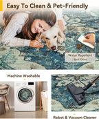 RELEANY Washable Area Rug, Round 7ft, Water Repellent, Pet Friendly, Vintage - Image 4