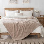 90x90 Inch Brown Waffle Queen Blanket - Image 4