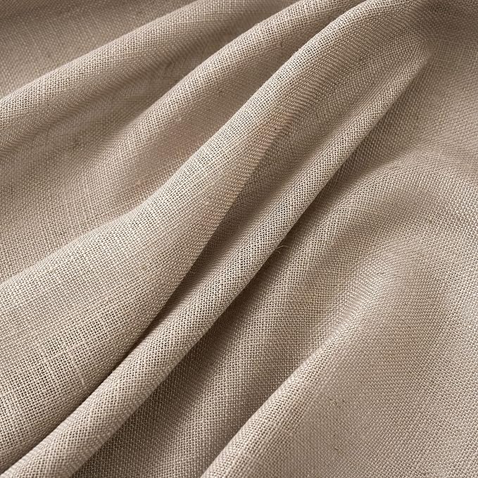MIULEE Taupe Linen Curtains 37x84 Inch Soft Thick Linen Window Drapes | 84 Inch - Image 4