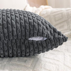 Set of 4 Medium Grey Decorative Throw Pillow Covers 16x16 Inch Corduroy Pillow - Image 5