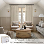 Pleated 132 Inch Extra Long Warm Beige Curtains - Image 5