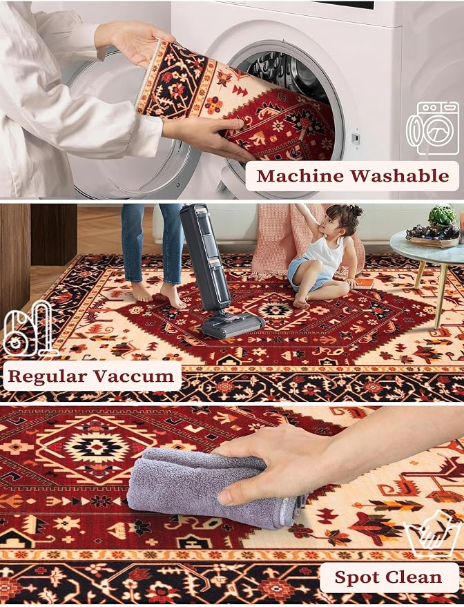 SERISSA 2x5 Washable Non Slip Boho Runner Rug - Image 2