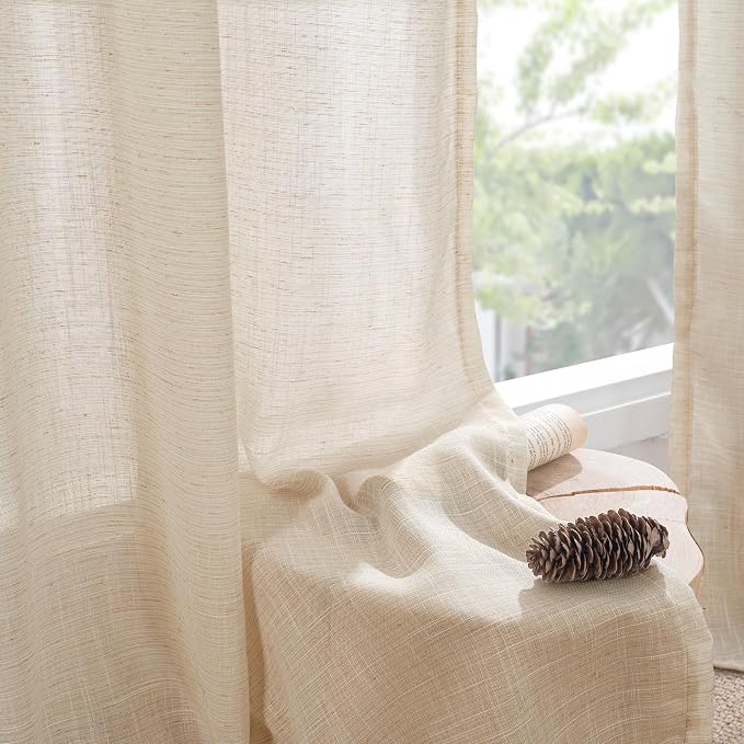 BGment Burlap Linen Semi Sheer Curtains 84 Inch Length - Image 7