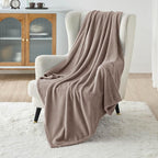 Bedsure GentleSoft Fleece Blankets Twin Size Mocha Brown - Image 2