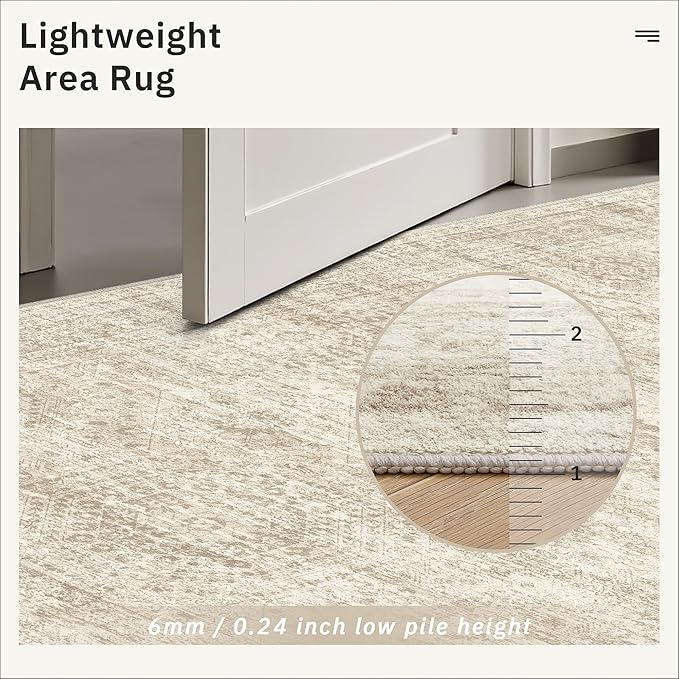 Soalmost 4x6 Area Rug for Living Room, Washable Rugs Non-Slip, Thin Foldable - Image 7