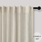 Pitalk Beige Linen Curtains 95 Inches Long 2 Panels - Image 2