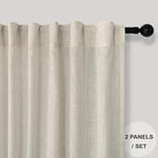 Pitalk Flax Linen Curtains 92 Inch Length 2 Panels - Image 2