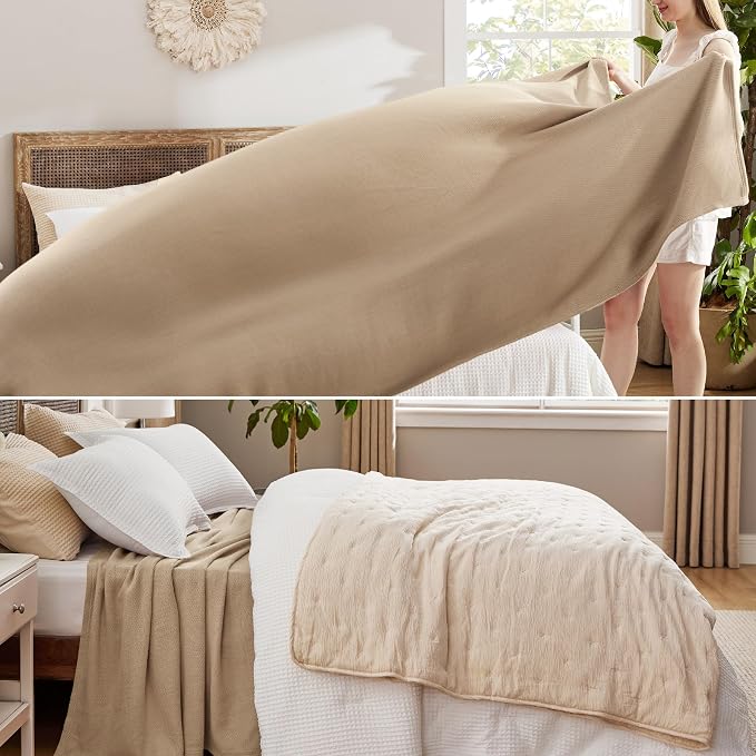 Bedsure GentleSoft 100% Cotton Blanket Queen Size - Image 4