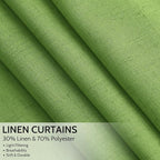 Lime Green Linen Blend Light Filtering Back Tab Curtains 108 Inches Long - Image 2