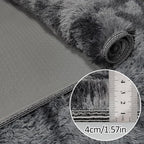 Black Grey Tie-Dyed Rug for Living Room 8x10 Fluffy Area Rug Mat Bedside Throw - Image 5