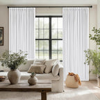 Snow White Pleated Linen 100% Blackout Curtains 105 Inches Long | Pinch Pleat - Image 9