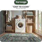 2x10 Hallway Runner Rug, Washable Vintage Retro Long Runner Rugs - Image 7