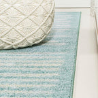 JONATHAN Y Khalil Modern Berber Stripe Turquoise/Cream Runner Rug, Contemporary - Image 7