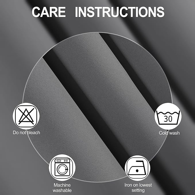 Grey Thermal Blackout Curtains/38 x 84 Inch/Set of 2 Panels Room Darkening - Image 4