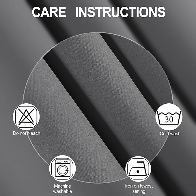 Grey Blackout Curtains 42 x 63 Inch Length/Set of 2 Curtain Panels/Thermal - Image 4
