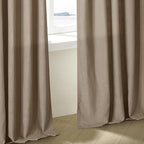 100 Inch Linen Blend Light Brown Memory Shape Pleated Curtains 2 Panels | - Image 6