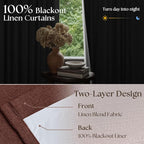 Chestnut Brown 100 Inch Floor Length Linen Blackout Curtains - Image 2