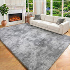 8x10 Area Rugs for Living Room, Tie-Dyed Light Grey Large Fluffy Shag Bedroom - Image 8