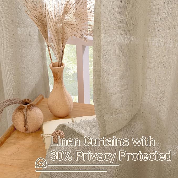 Linen Blended Window Curtains 63 inch Length - Image 5