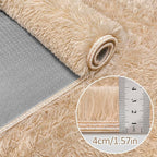 2x8 Bedside Area Rugs for Bedroom Soft Fluffy Shag Beige Rug for Hallway - Image 5