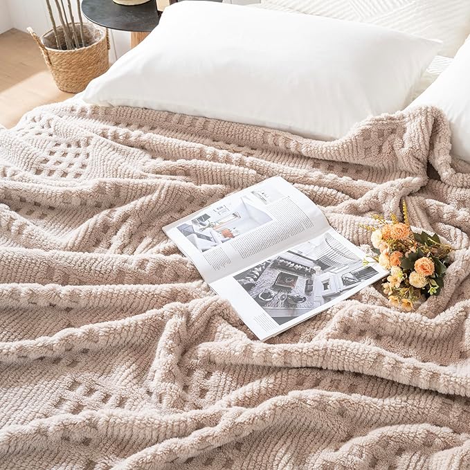 90x90 Inch Brown Waffle Queen Blanket - Image 5