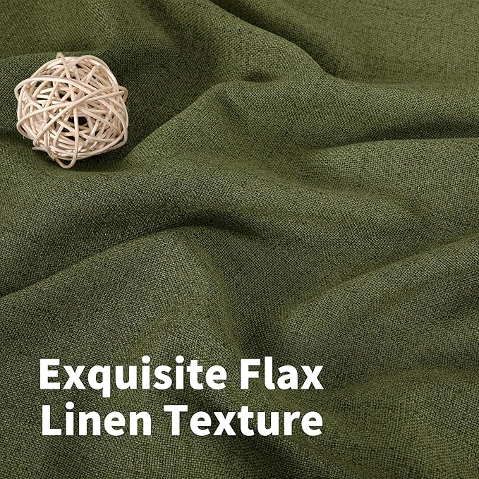 YoungsTex Olive Green Linen Curtains 40 Inch Length - Image 4