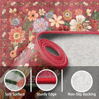 Red Garden Floral Area Rug 9x12 - Image 2