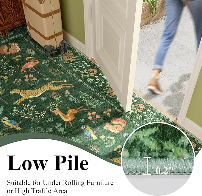 DUKINO 2x4 Rug for Entryway, Animal Washable Runner Rug for Kitchen, Low Pile - Image 8
