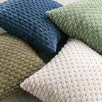 Set of 4 Olive Green Decorative Throw Pillow Covers 16x16 Inch Corduroy Pillow - Image 4