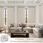 Extra Wide Natural Linen Curtains 84 Inch Length 2 Panels - Image 5