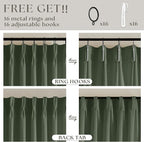 108 Inch Linen Memory Trained Pleated Curtains Olive Green - Image 5