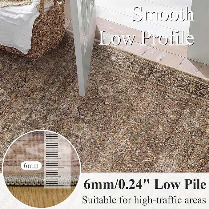 Schweek 2x10 Runner Rug Washable Non Slip Hallway Kitchen Runners Brown | - Image 4