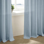 Extra Long Dusty Blue Linen Curtains 120 Inches Long 2 Panels | Coastal Sky Blue - Image 8