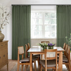 Farmhouse Linen Blend Pleated Olive Green Curtains 102 Inches Long 2 Panels | - Image 6