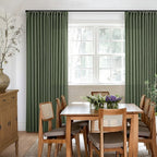 Linen Pinch Pleated Light Filtering Olive Green Curtains 96 Inches Long | - Image 6