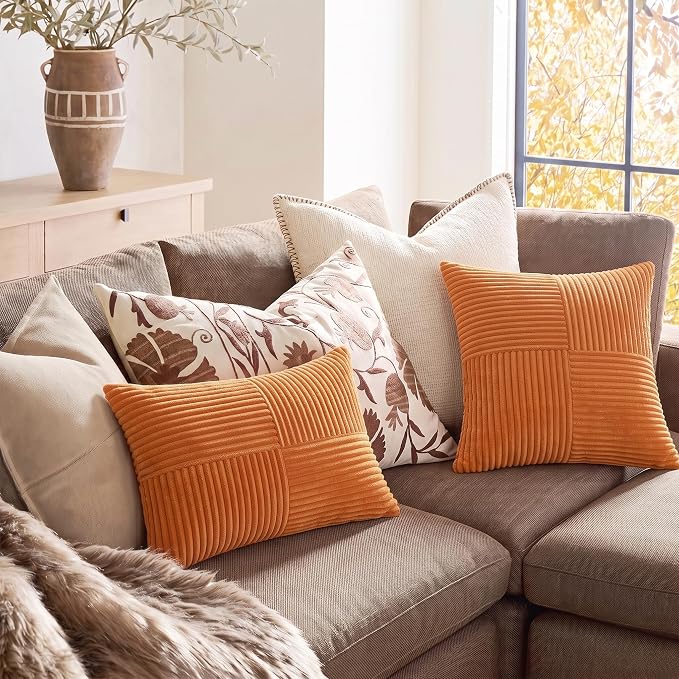 Fancy Homi 2 Packs Orange Long Lumbar Decorative Throw Pillow Covers 16x24 Inch - Image 5