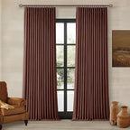 Chestnut Brown Linen Pinch Pleated Blackout Curtains 108 Inches Long | 100% - Image 9