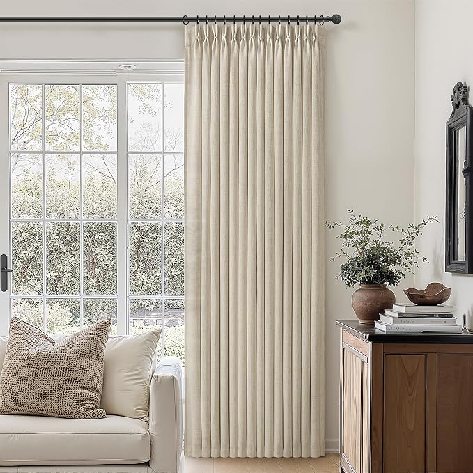 Pleated 132 Inch Extra Long Warm Beige Curtains - Image 7